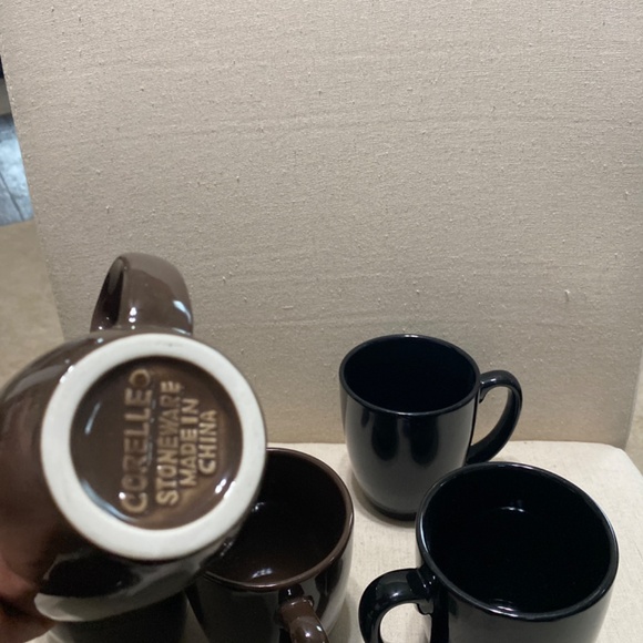 Corelle stoneware coffee cups 6 but bundle of 8 brown and black - Picture 10 of 11